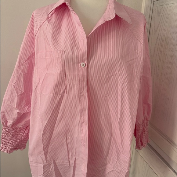 Tops - NWOT Elegant Pink Striped Blouse XXXL